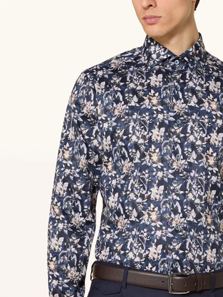 Olymp Signature Košile Tailored Fit tmavě / režná / hnědá modrá