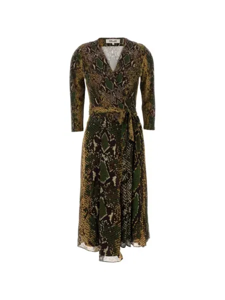 Rochie midi Dvf Diane Von Furstenberg cu imagine cu model piele de șarpe verde