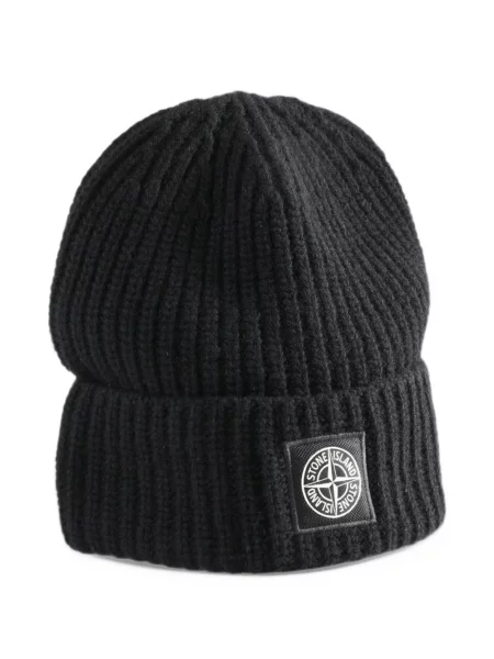 Μάλλινος σκούφος Stone Island πέτρες μαύρο
