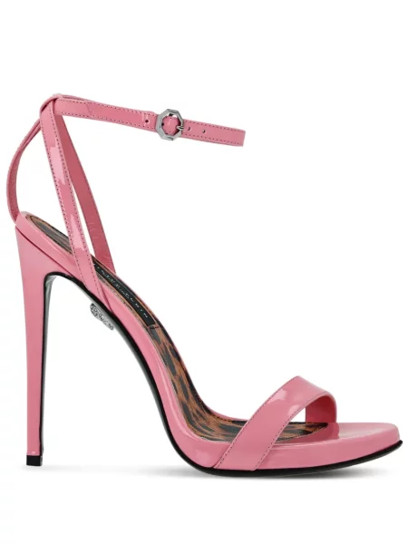 Sandale Philipp Plein din piele cu imagine cu model leopard roz