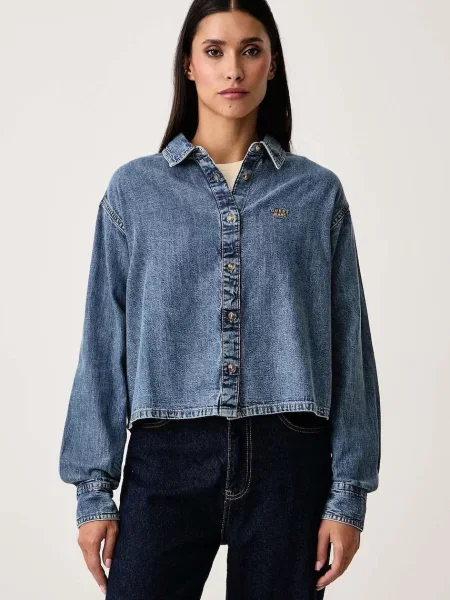 Guess Jeans cămașă de damă din denim albastru