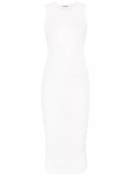 Rochie midi Jil Sander până la genunchi de costum alb