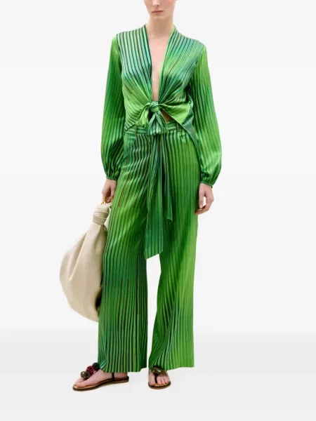 Pantaloni palazzo Silvia Tcherassi cu dungi verde