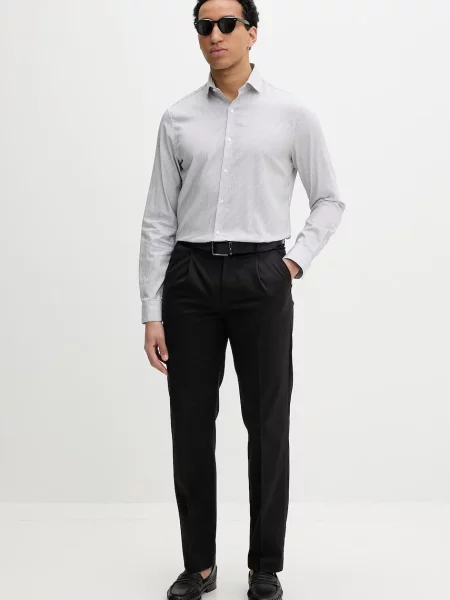Calvin Klein nohavice rovné pánske s bavlnou čierna
