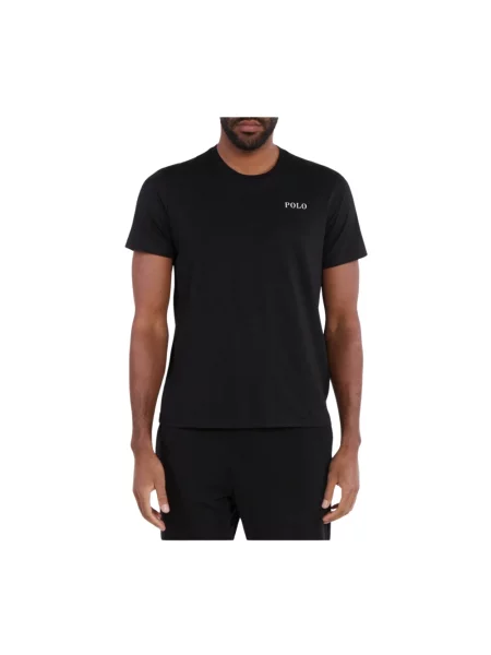 Góra od piżamy o kroju regular fit z czystej bawełny model ‘CREW-SLEEP-TOP’ Polo Ralph Lauren Underwear czarna