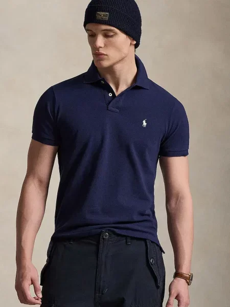 Tricou polo Polo Ralph Lauren plasă albastru