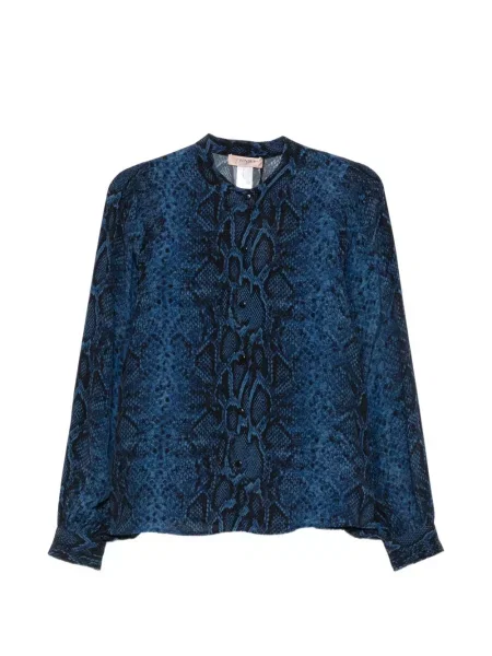 Cămașă Twinset cu imagine cu model piele de șarpe albastru