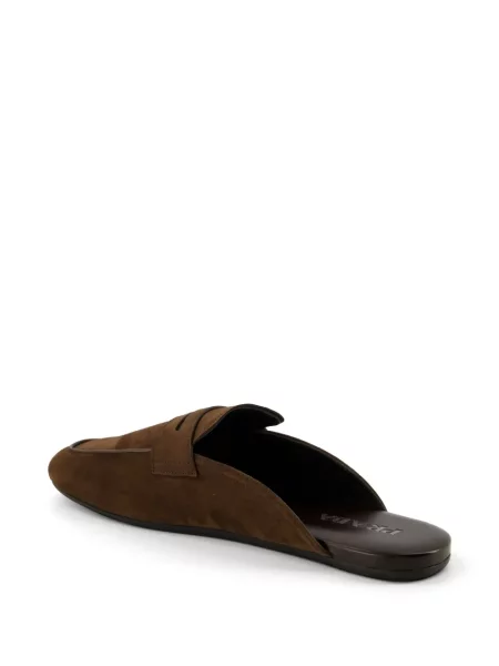 Papuci tip mules Prada din piele de căprioară maro