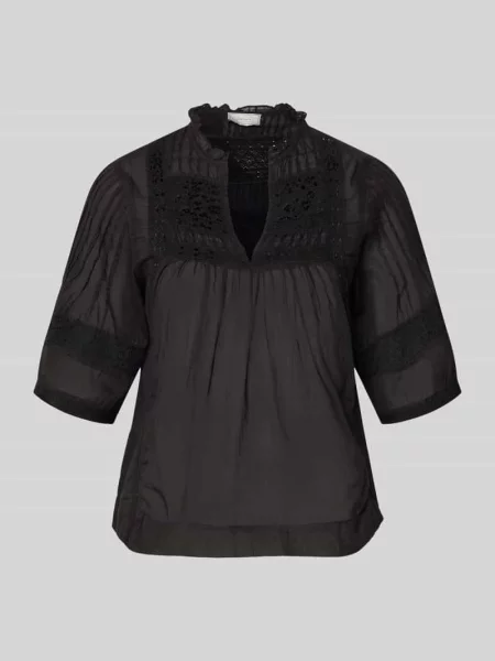 Bluzkowy t-shirt z dekoltem w serek model Siama' Neo Noir czarna