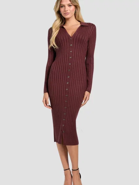Сукня міді GUESS бордовий