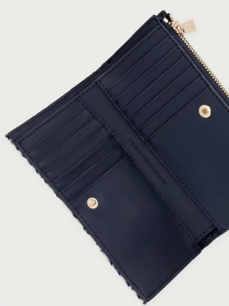 Tommy Hilfiger Portfel Th Icon Long Bifold Jacquard Niebieski granatowy