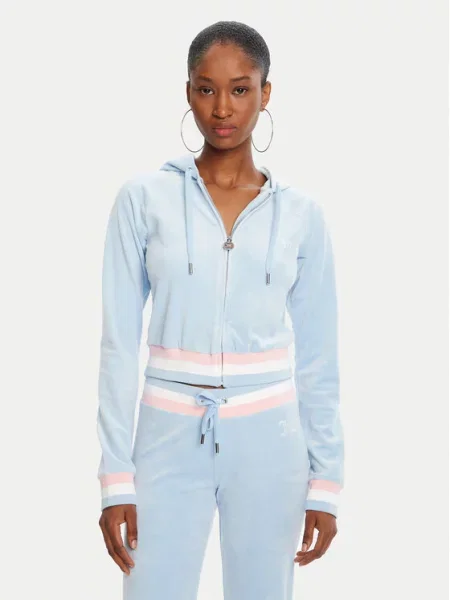 Велюровый укороченный свитшот Juicy Couture голубой