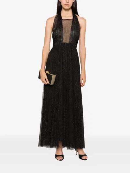 Rochie maxi Twinset cu gât halter negru