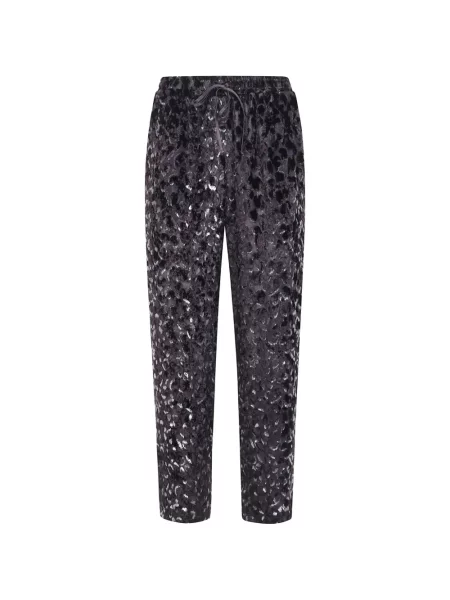 Pantaloni Pierre-louis Mascia de catifea cu model leopard maro