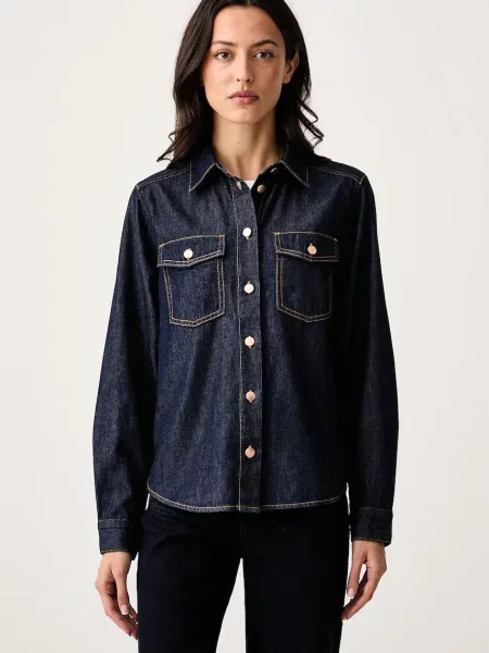 United Colors of Benetton cămașă pentru femei din denim albastru