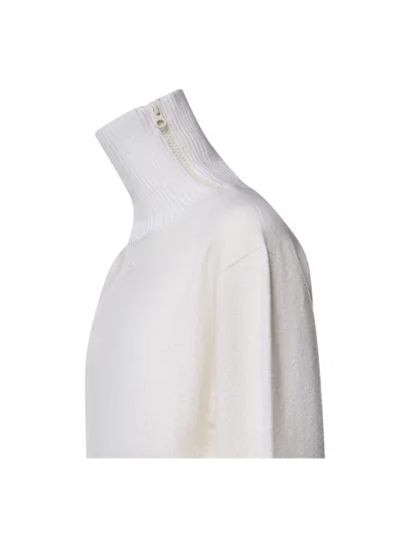 Lniany sweter z golfem Courreges biały