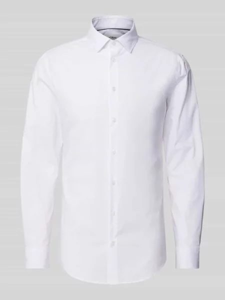 Koszula biznesowa o kroju shaped fit z mieszanki bawełny i streczu S.oliver Black Label biała