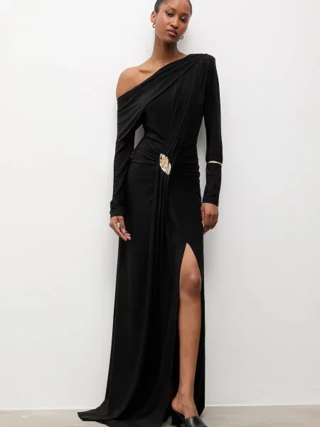 Answear.LAB sukienka maxi dopasowana czarny