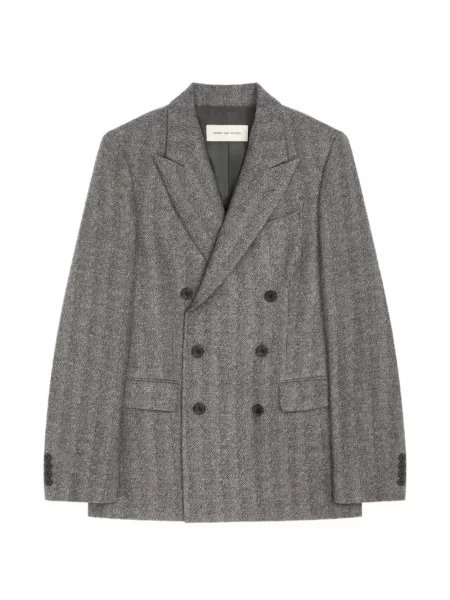 Sacou Dries Van Noten de lână cu două rânduri de nasturi gri