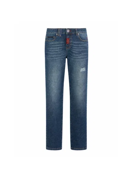 Jeansy straight leg Philipp Plein niebieskie