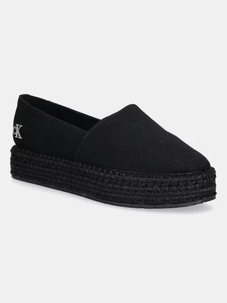 Еспадрили Calvin Klein Jeans FLATFORM ESPADRILLE MG/HDW с платформа черно