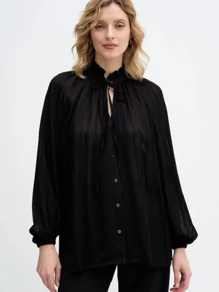 Sisley cămașă cu un decolteu legat relaxed negru