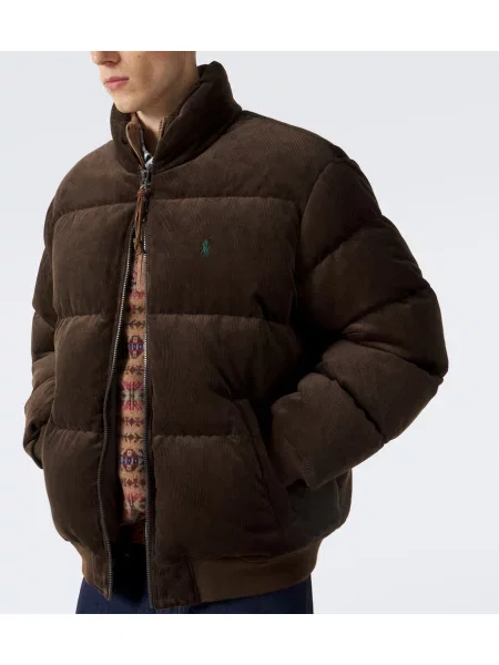 Puhovka Polo Ralph Lauren iz rebrastega žameta rjava