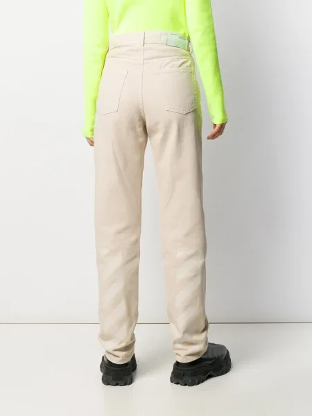 Blugi drepți Off-white cu talie înaltă alb
