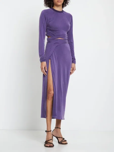 Tričko Jacquemus orezané otvorený chrbát fialová