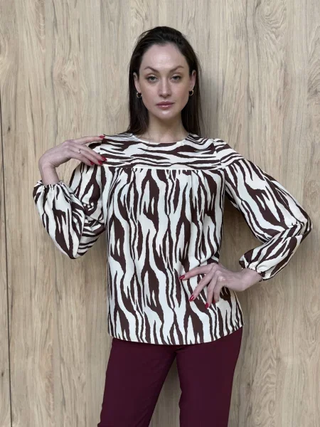 Блуза CAT ORANGE світло-коричневий віскоза/поліамід помаранчева