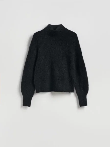 Reserved Pulover cu adaos de lână de alpaca negru