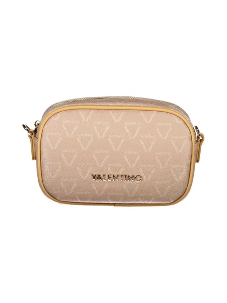 Lniana torebka crossbody Valentino beżowa