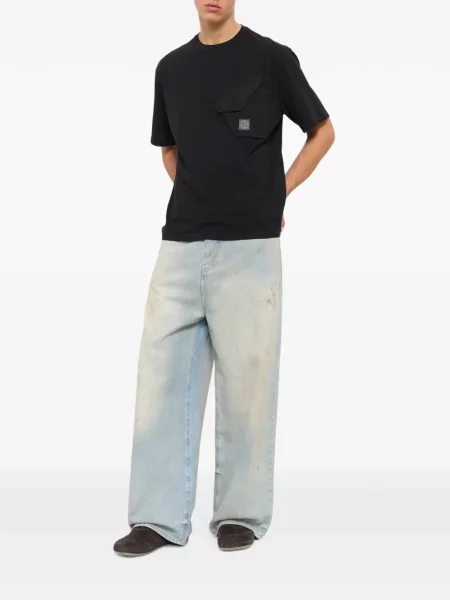 Μπλούζα Stone Island από ζέρσεϋ πέτρες μαύρο