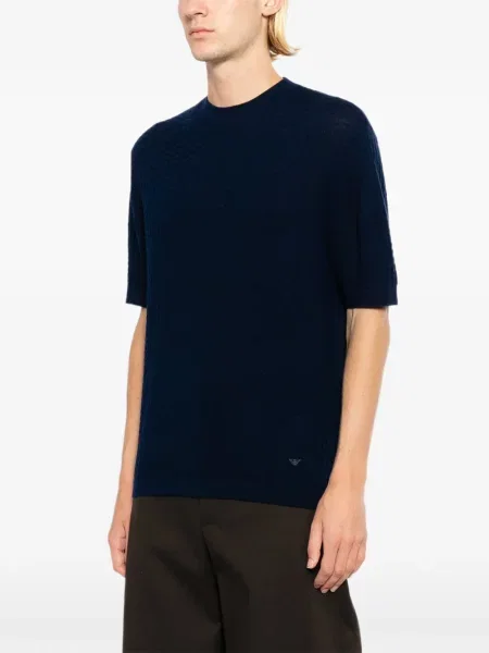 Vlněné tričko Emporio Armani modré