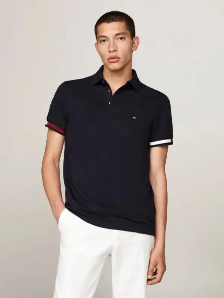 Tommy Hilfiger Tenisz póló flag fekete