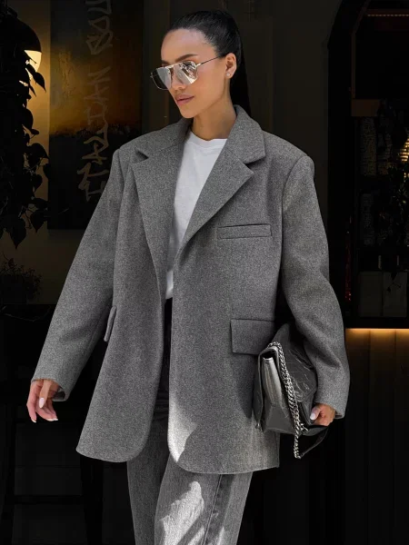 Пальто Jadone Fashion Palto_Elva_sire вовна/поліестер сірий