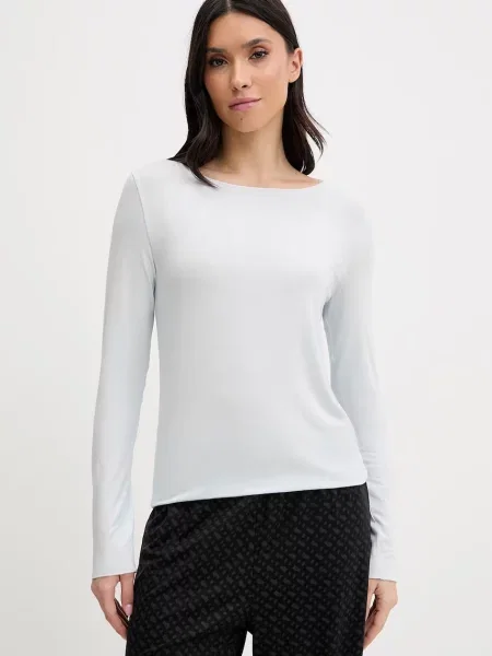 United Colors of Benetton longsleeve piżamowy z domieszką lnu niebieski