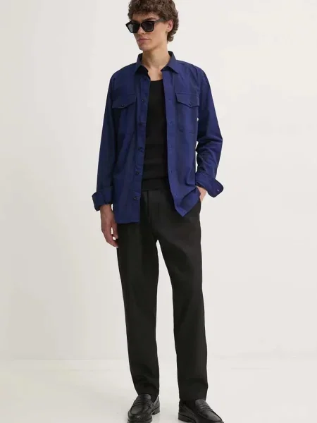Сорочка G-Star Raw slim з італійським коміром синій
