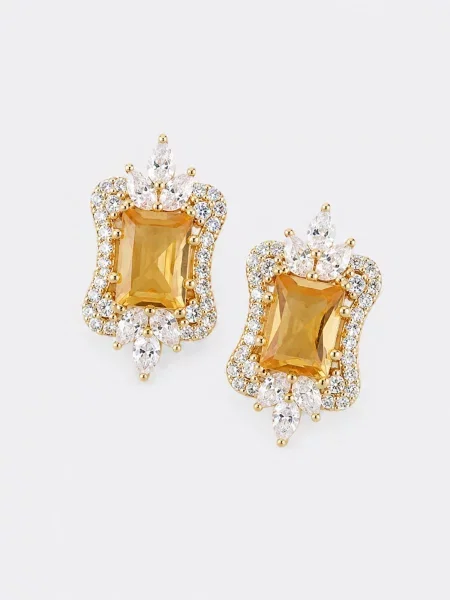 LanLivia Cercei Citrine Royal Style Ear Studs amestecat / auriu galben