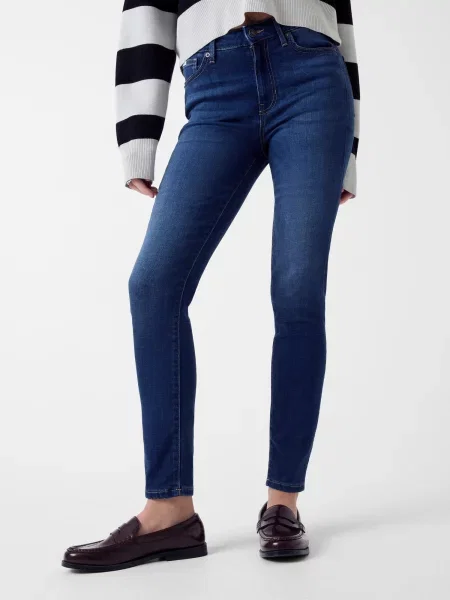 GUESS JEANS Džínsy HIGH RISE SKINNY tmavomodrá