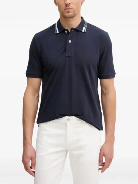 Scurt tricou polo Blauer cu autograf albastru
