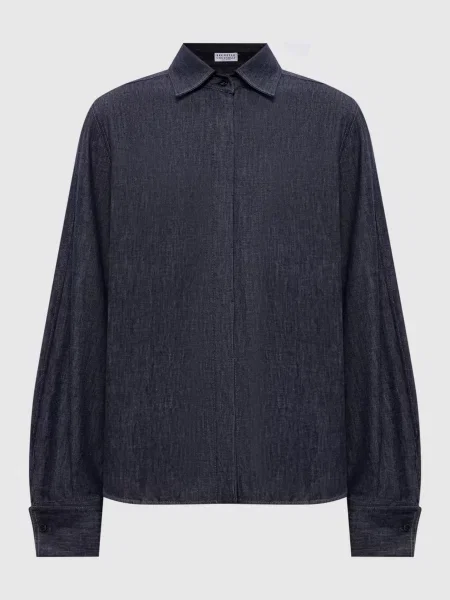 Джинсова сорочка Brunello Cucinelli синя