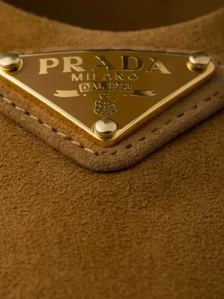 Balerini Prada din piele de căprioară cu cataramă maro