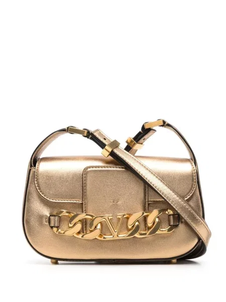 Colier Valentino Garavani din piele auriu