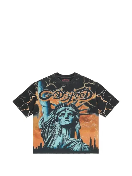Tricou Godspeed cu imagine negru