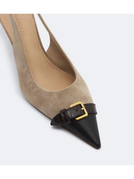 Semišové lodičky Jw Anderson s otvorenou pätou béžová