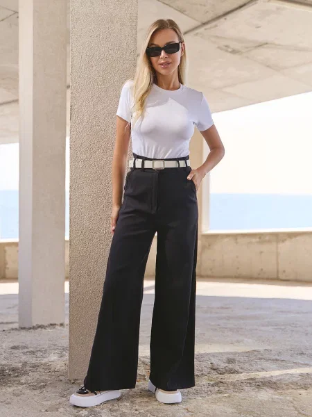 ISSA Plus Штани палаццо чорний