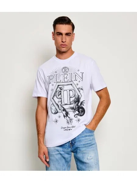 Philipp Plein Tricou Dragon Hexagon alb