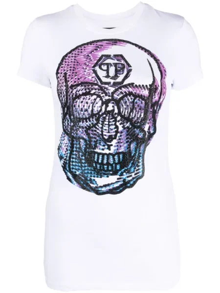 Tricou Philipp Plein cu imagine alb