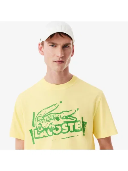 Lacoste Koszulka Z Bawełnianego Dżerseju żółty